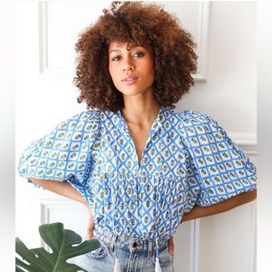 Mille Thalia top Palm Trellis Pattern